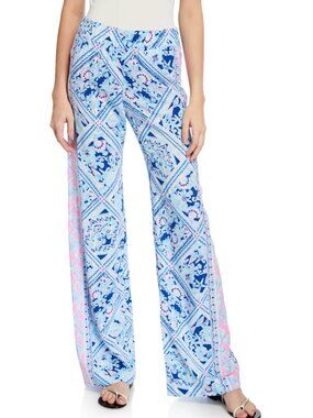 Lilly Pulitzer Bal Harbour Palazzo Pant Zanzibar Blue Meet Me on The Dock Large